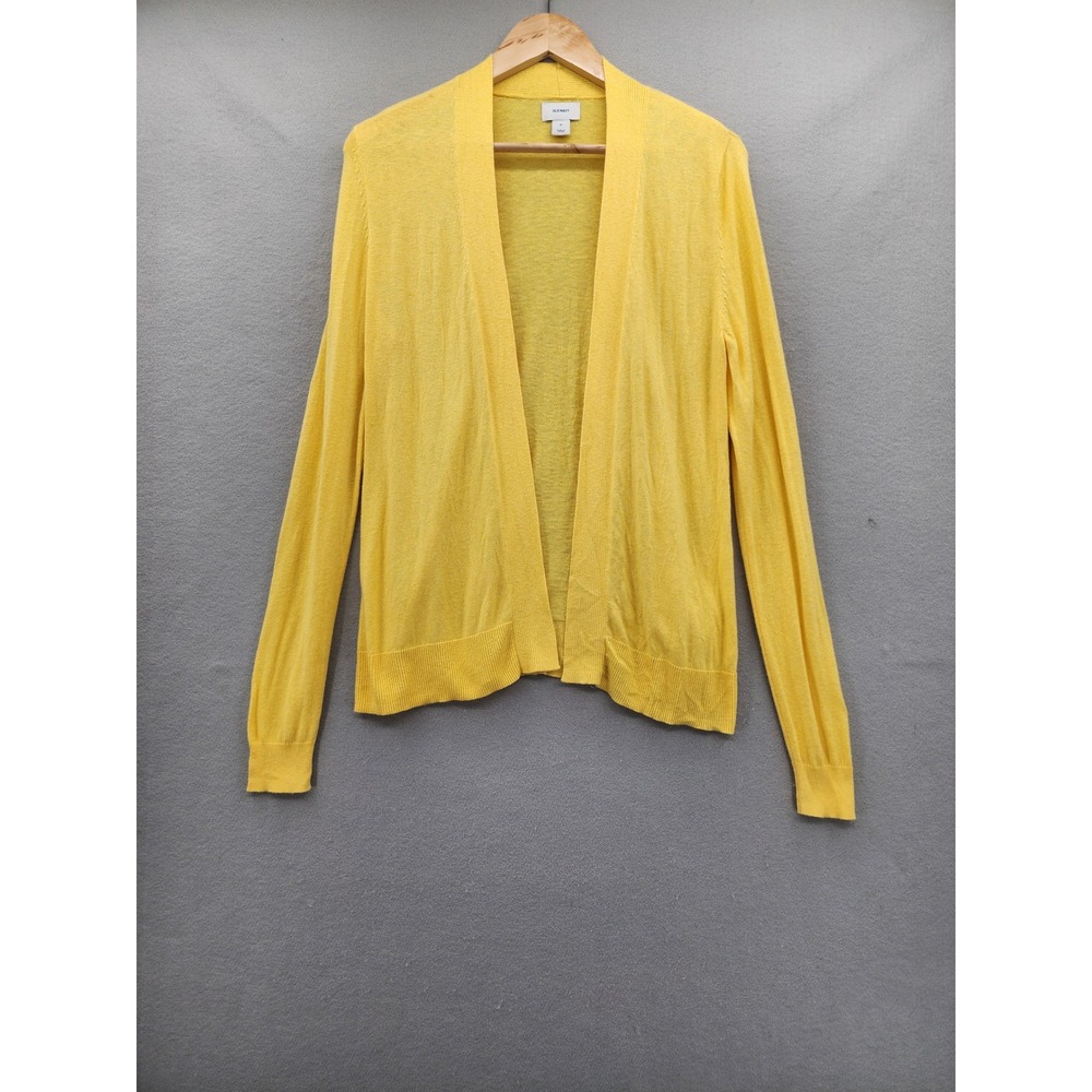 Old Navy Yellow Cardigan Sweater Medium Open Front Lightweight Cotton Blend